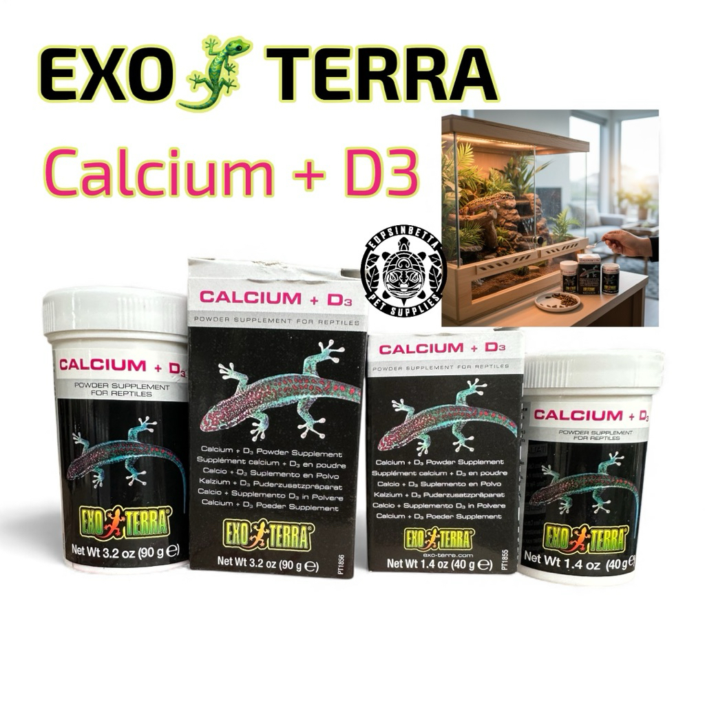 Curated visual reference: Calcium And Vitamin Supplement For Reptiles Reference: Exoterra Calcium D3 40 Gr In 90 Gr Calcium Supplement