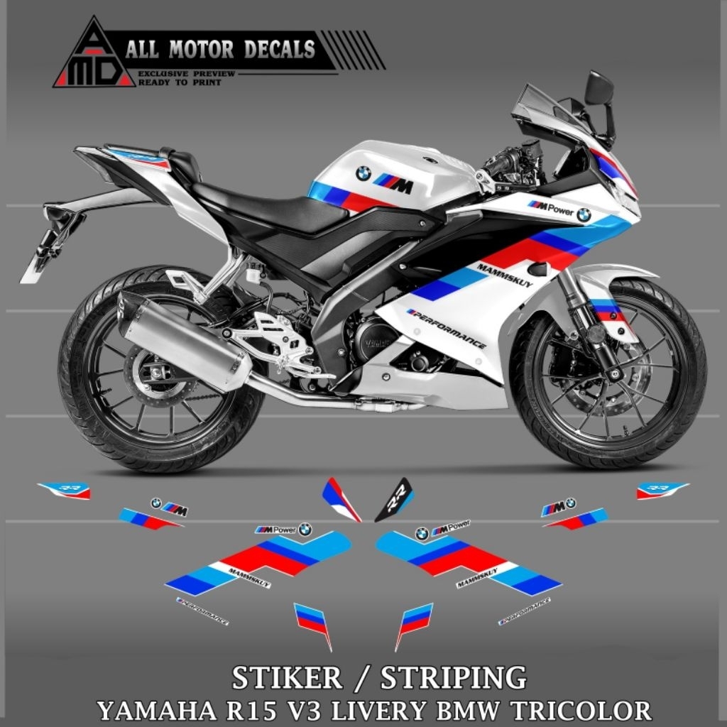 Yamaha R15 Striping CustomV3 bmw Tricolor Motor R15 Decal List/ V3 155 ...