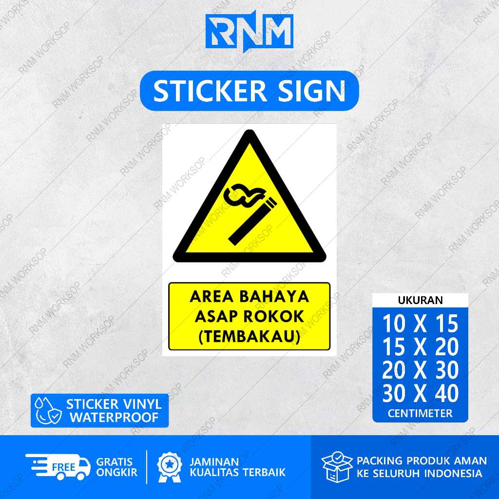 K3 SAFETY SIGN STICKER FOR THE DANGER OF CIGARETTE SMOKE AREA (ADHESIVE ...