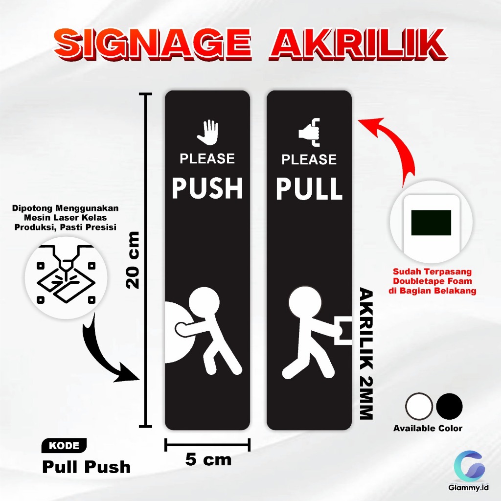 Premium Acrylic Signage 2mm Push Pull Functional One-Sided Print Ready ...