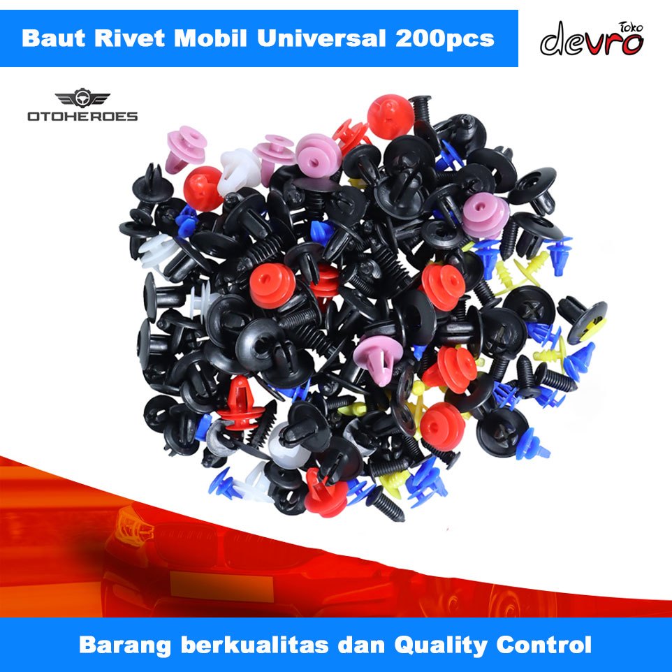 OTOHEROES PE02 - 200 PCS Universal Car Rivet Bolt Button Clips, Car ...
