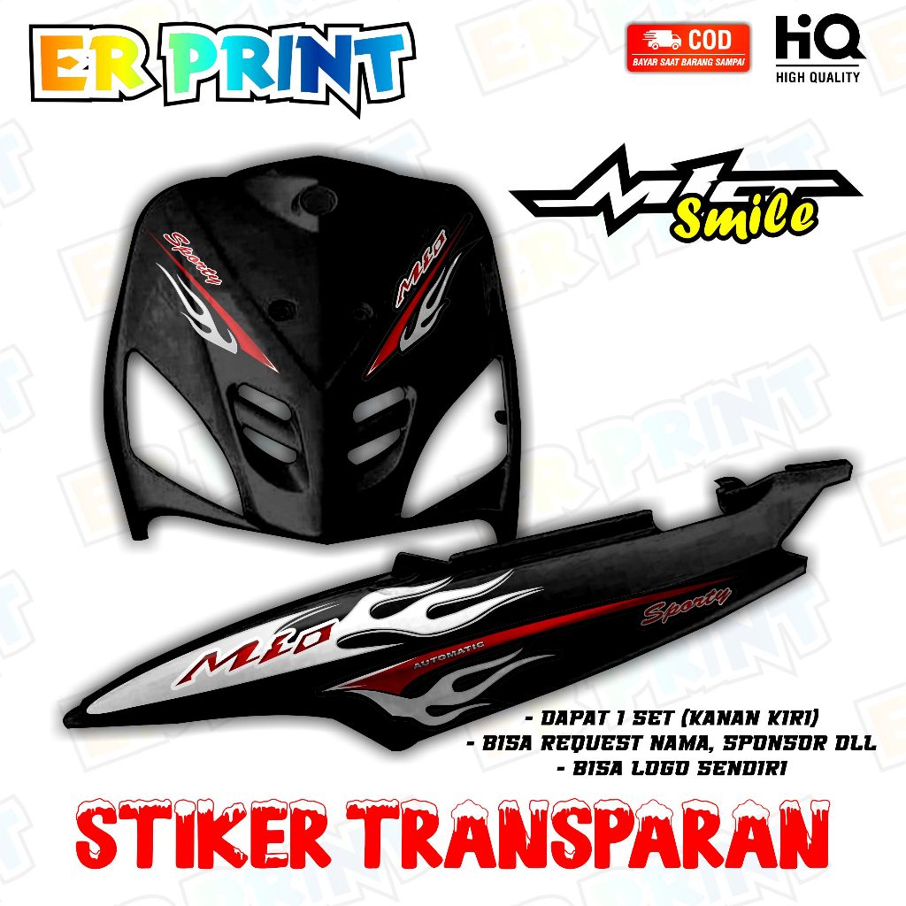 Mio Smile Transparent Sticker Anti-Fade Cool Mio Smile Striping Yamaha ...