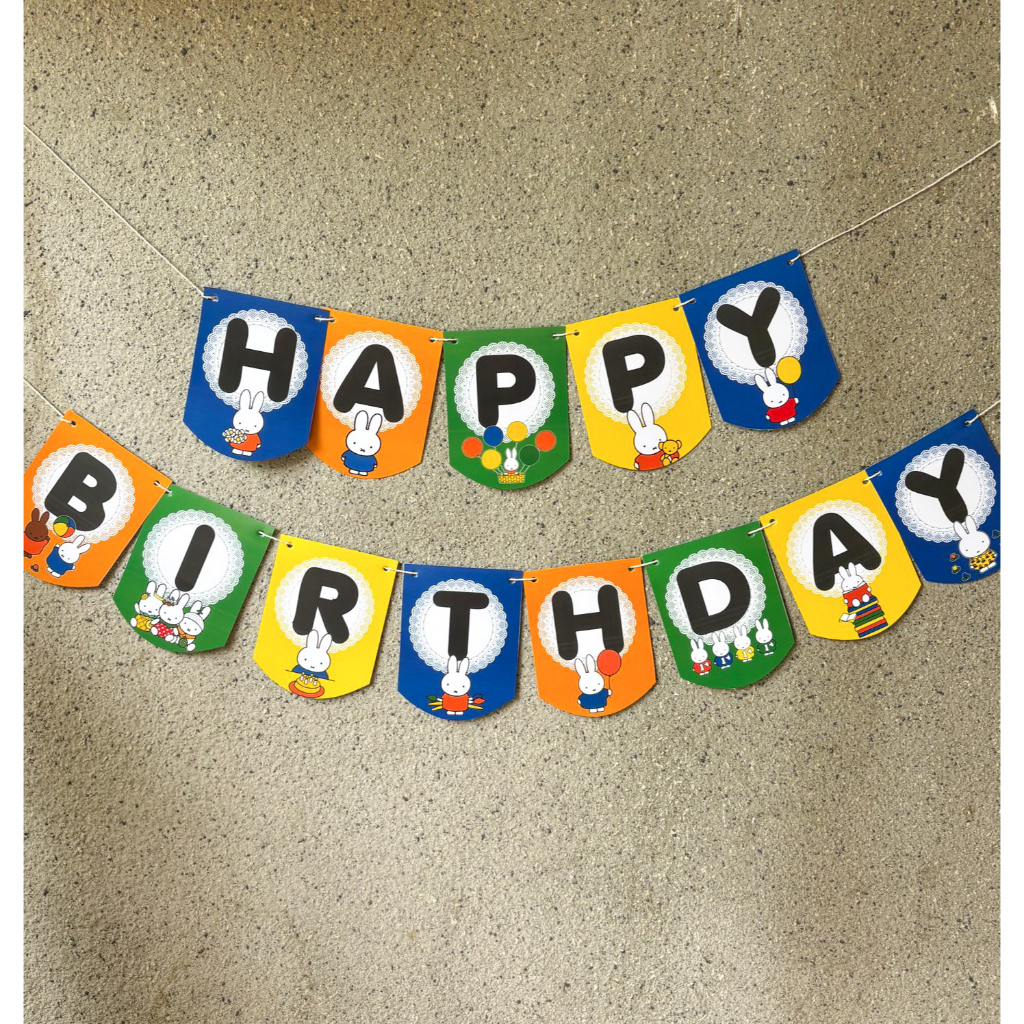 Miffy Flag Banner Bunting Happy Birthday Party Decoration Birthday 