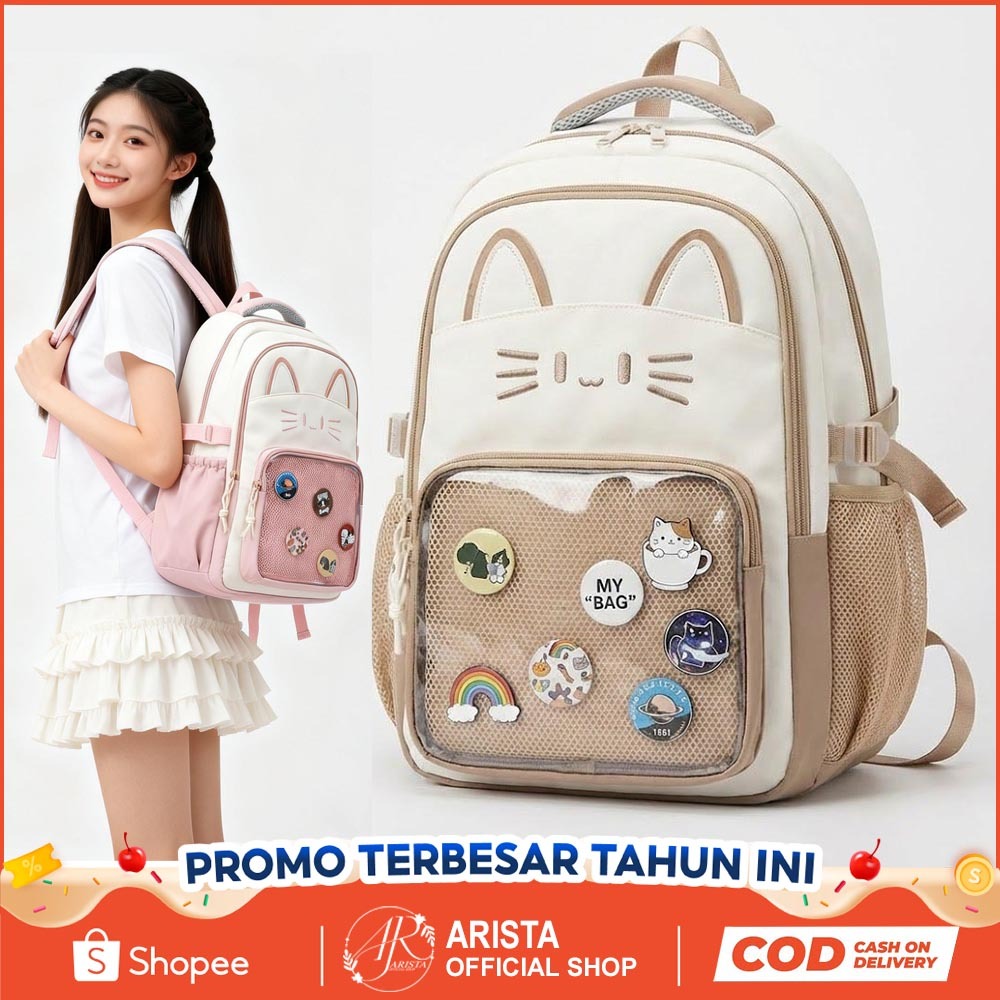 ARISTA - Cute Korean Aesthetic Mika Cat Ears School Backpack for ...