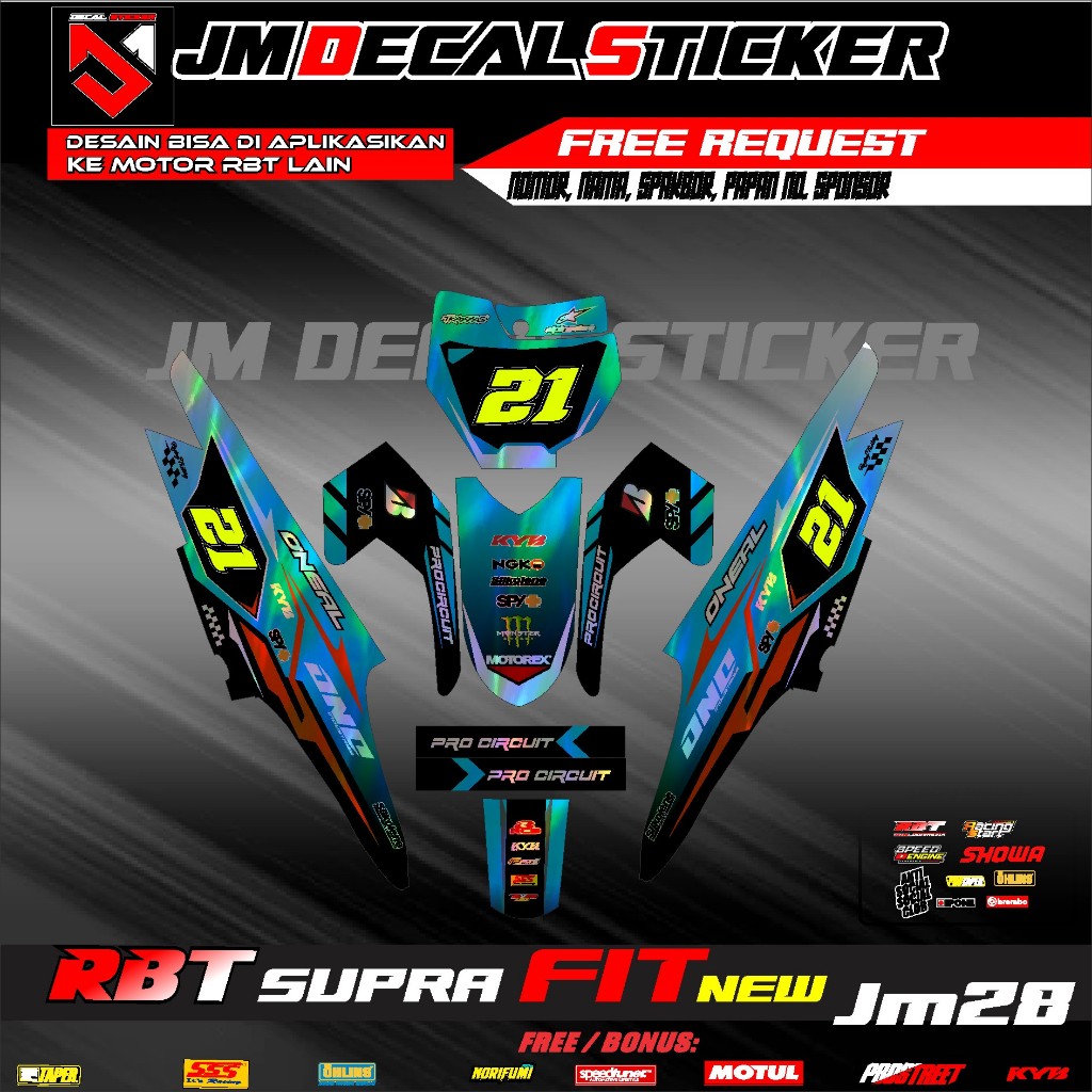 (COD) Latest RBT HOLOGRAM DECAL SUPRA FIT NEW RBT BEBEK MODIF SUPERMOTO ...
