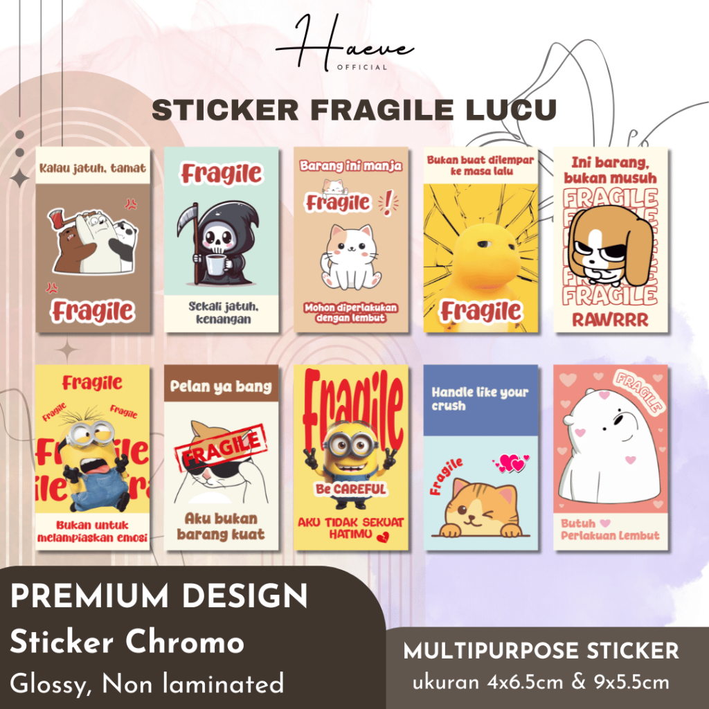 Cute Aesthetic Fragile Stickers, Broken Stickers, Small Fragile ...