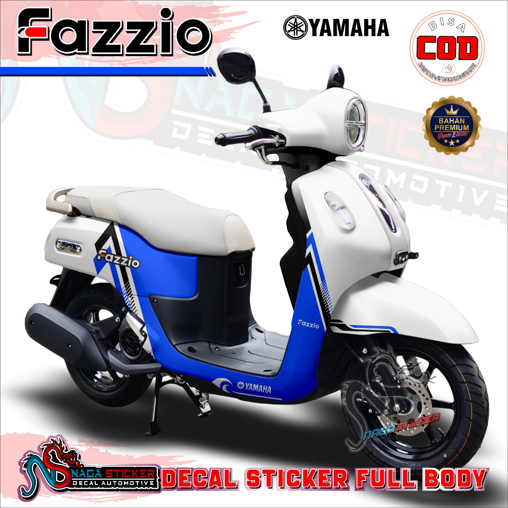 Yamaha Fazzio Full Body Motorcycle Decal Sticker Simple Race Motif ...
