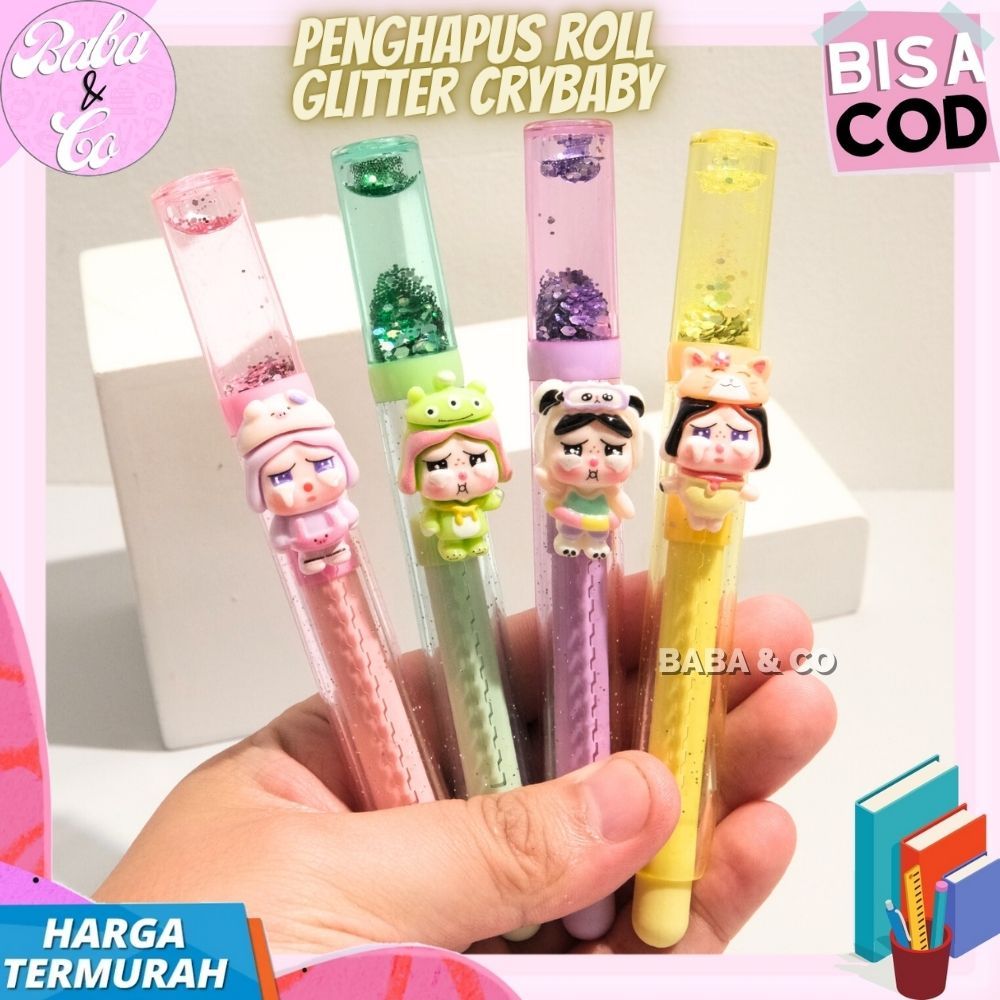 CRYBABY GLITTER ROLL ERASER CRY BABY CRY GLITTER BOTTLE SLIDING ERASER ...