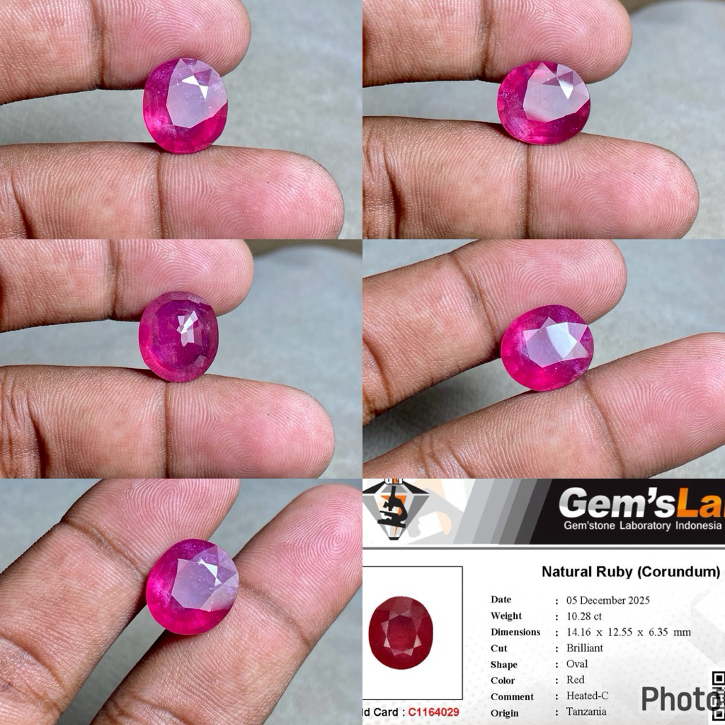 RUBI Ruby Corundum Ruby Tanzania Stone Original Ruby Stone CT 10.28 Dim ...