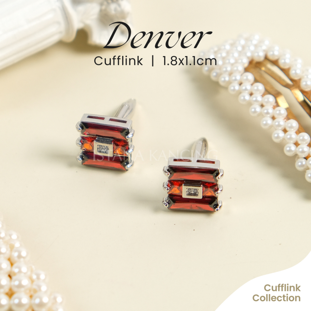 MERAH Luxury Cufflink Silver Diamond Red Crystal Thobe Kabak Men Denver ...