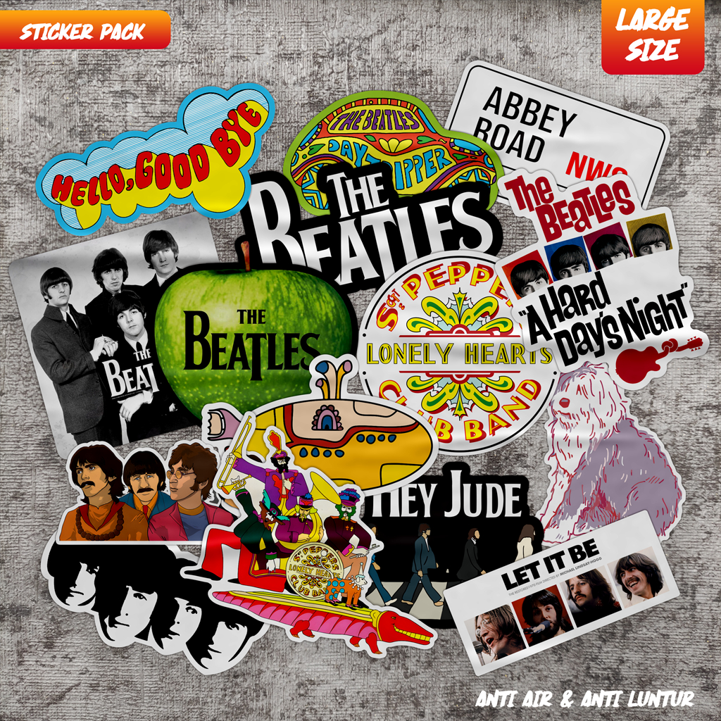 HP The Beatles Large band Sticker size 15 Pcs Case Laptop Helmethp ...