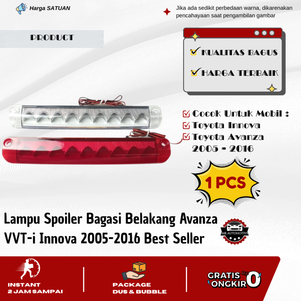 Rear Trunk Spoiler Light Avanza VVT-i Innova 2005-2016 | Shopee Philippines