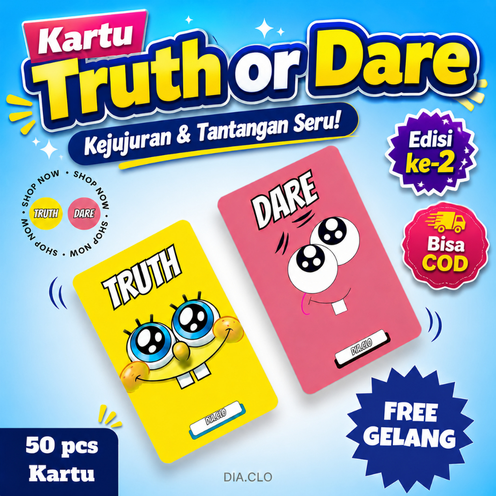 Truth or Dare Game Cards Edition 2 Contains 50 Cards Free Bracelet ...