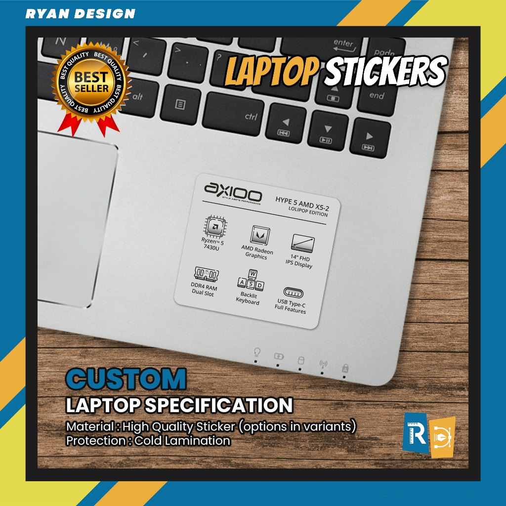 Axioo Hype 5 AMD X5 2 Laptop Logo Sticker Laptop Features ...