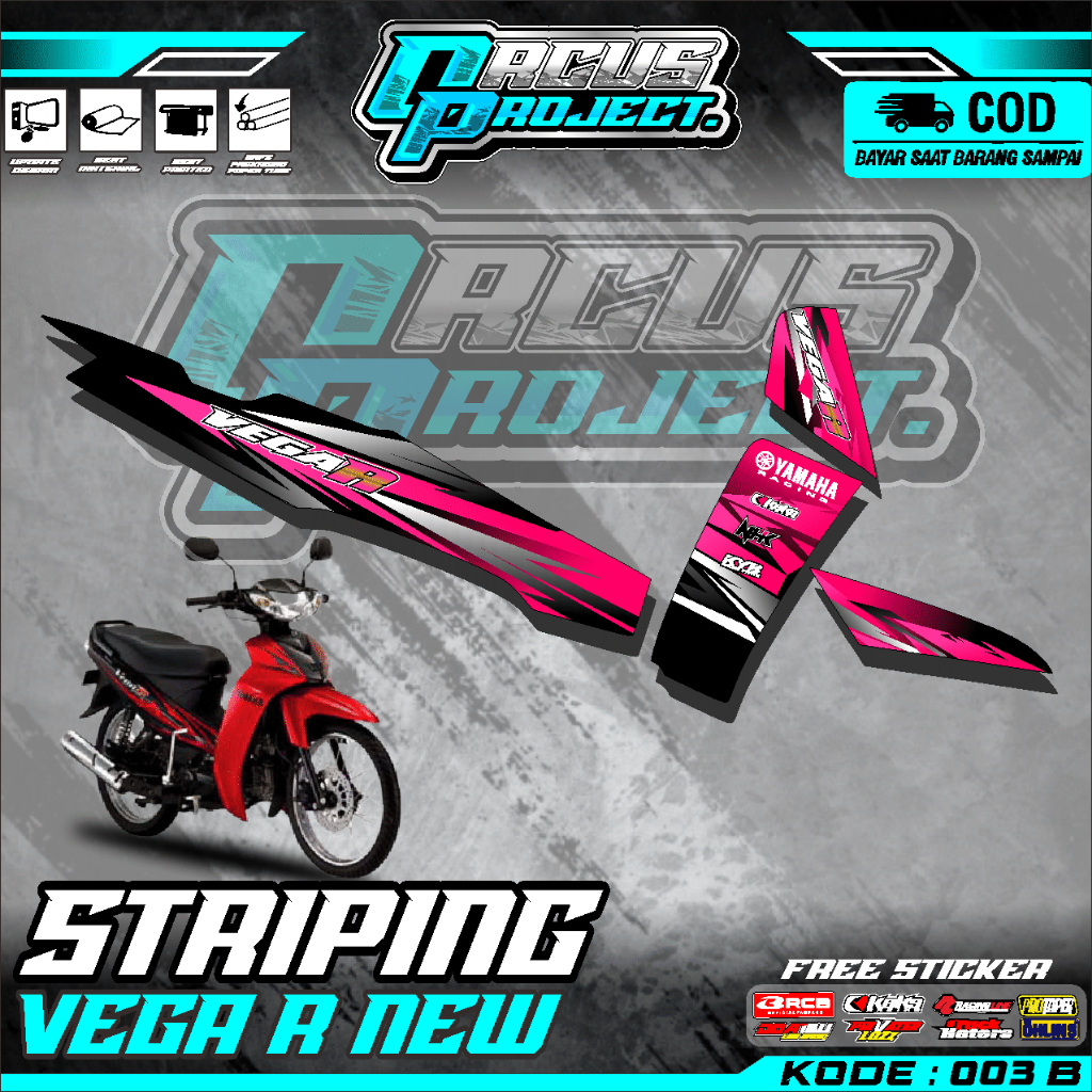VEGA R NEW STRIPING STICKER MINIMALIST DESIGN SEMI FULL BODY STICKER ...