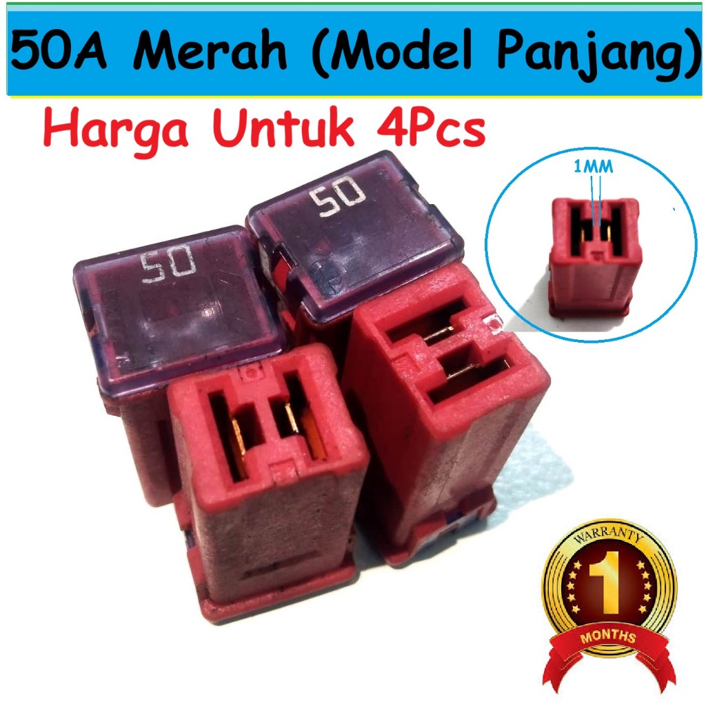 MERAH Fuse 50A 50 a AH Central Center Long Box Fulse Puse Pulse Red ...