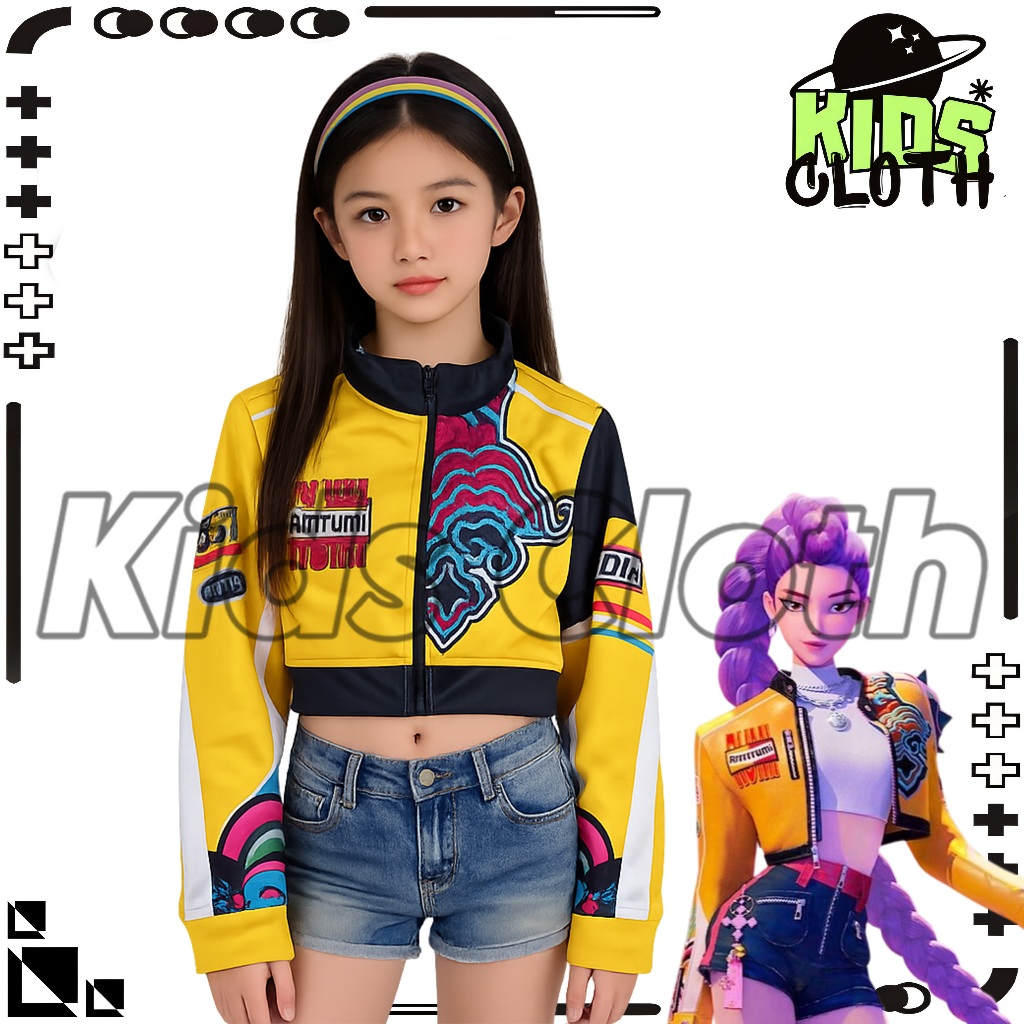 Rumi Huntrix Kpop Demon Hunters Cosplay Costume Jacket Crop Top Jacket ...