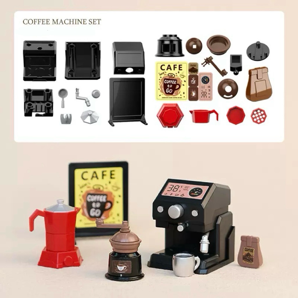 MESIN Miniature coffee breeding machine toy set for dollhouses, photo ...