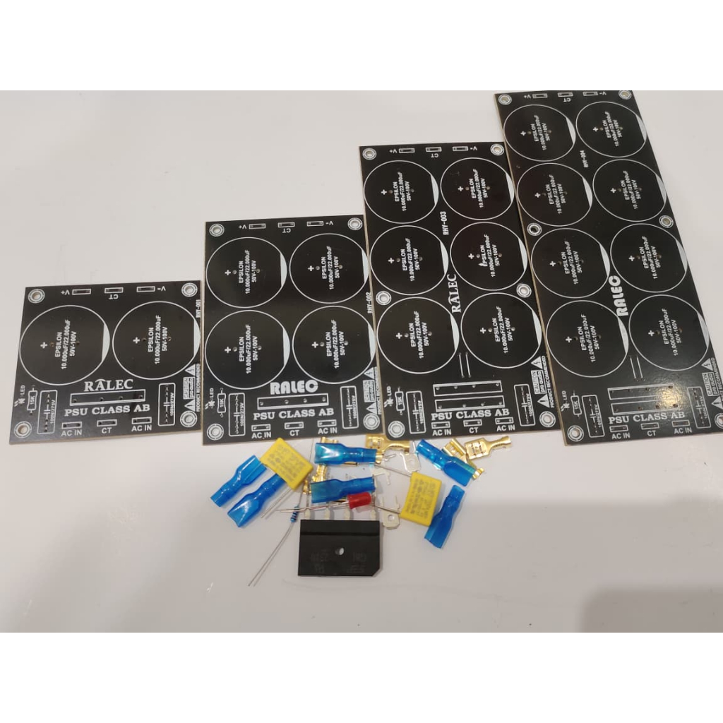 PCB PSU class AB contents 2/4/6/8 elko plus components and Skun Kit psu ...