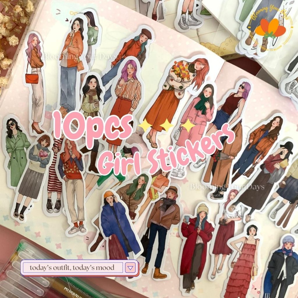 Korean girl stickers, journal stickers, deco stickers, vintage stickers ...