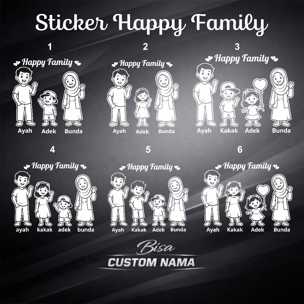 Happy Family Custom Premium Name Sticker | Elegant & Cute Car Window ...