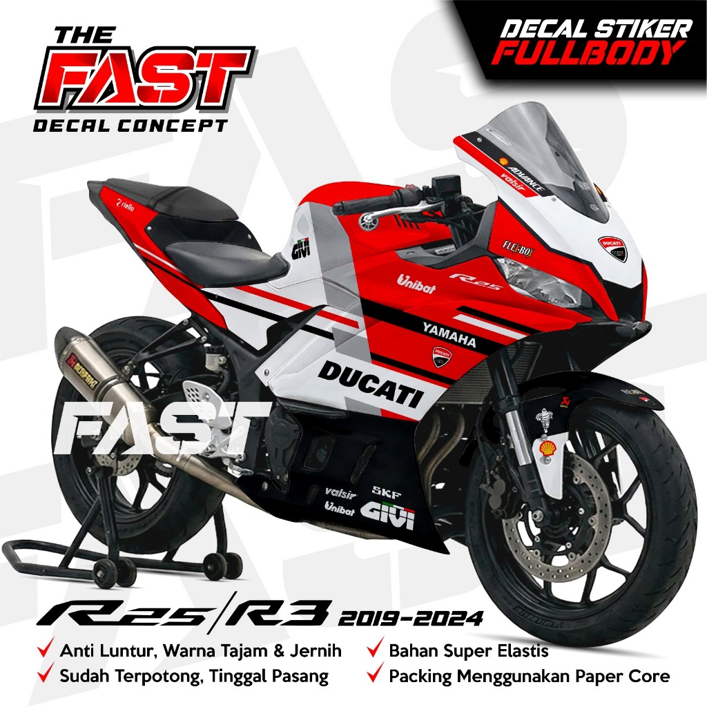 NEWEST Decal Sticker Striping YAMAHA R25 V2 2019 - 2024 Fullbody Motif ...