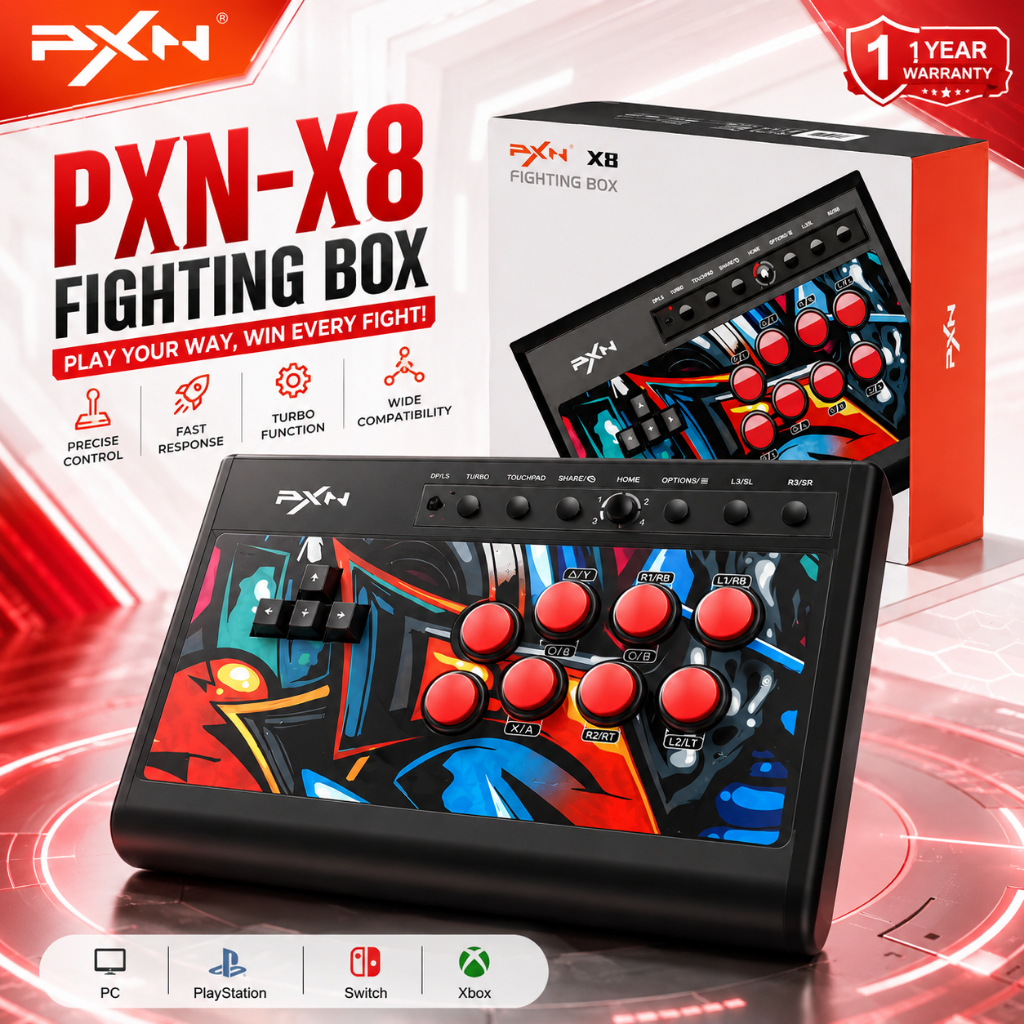 PXN X8 Keyboard Wired Arcade Fight Stick Joystick Game Controller ...