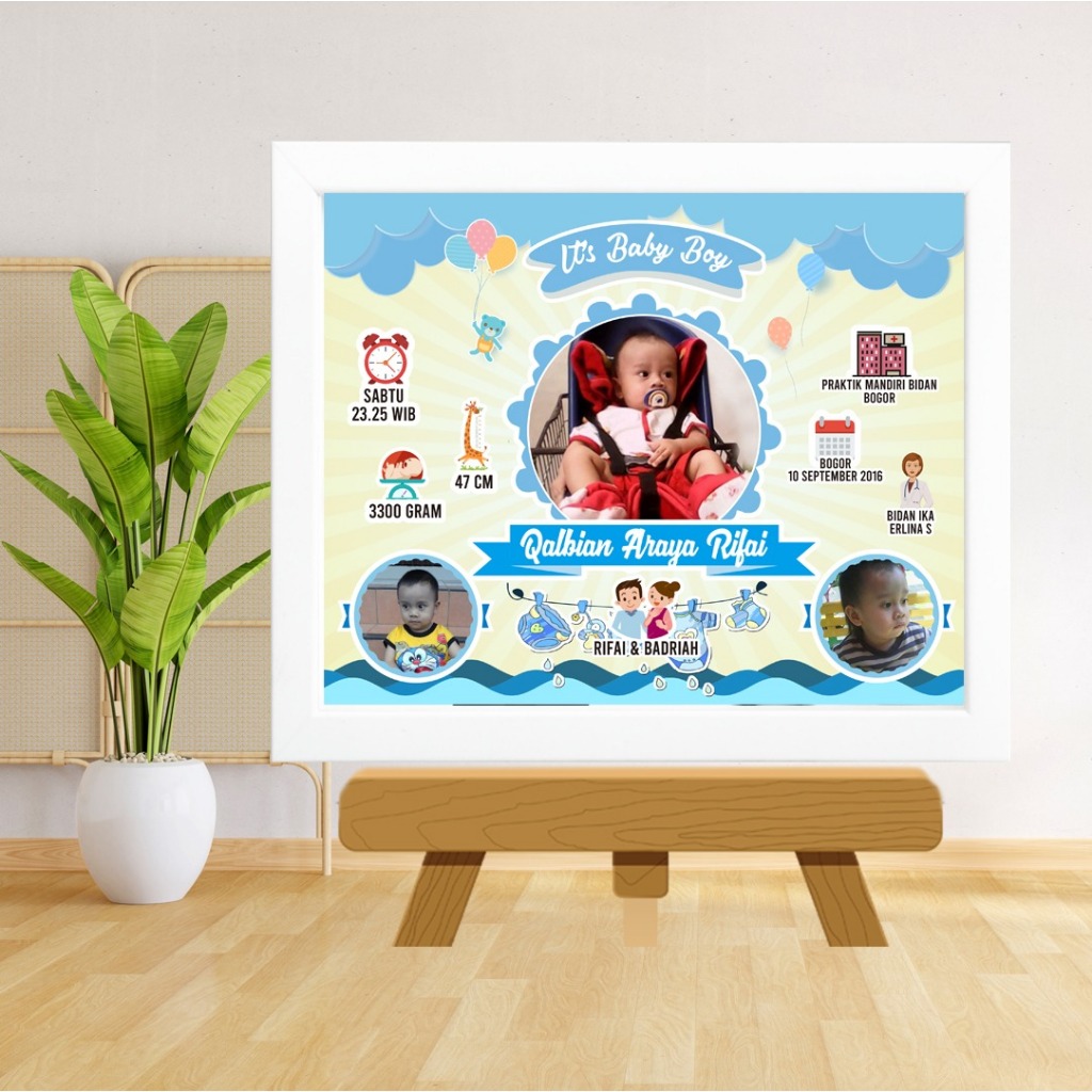 Newborn baby biodata frame 10r 20x25 cm | Shopee Philippines