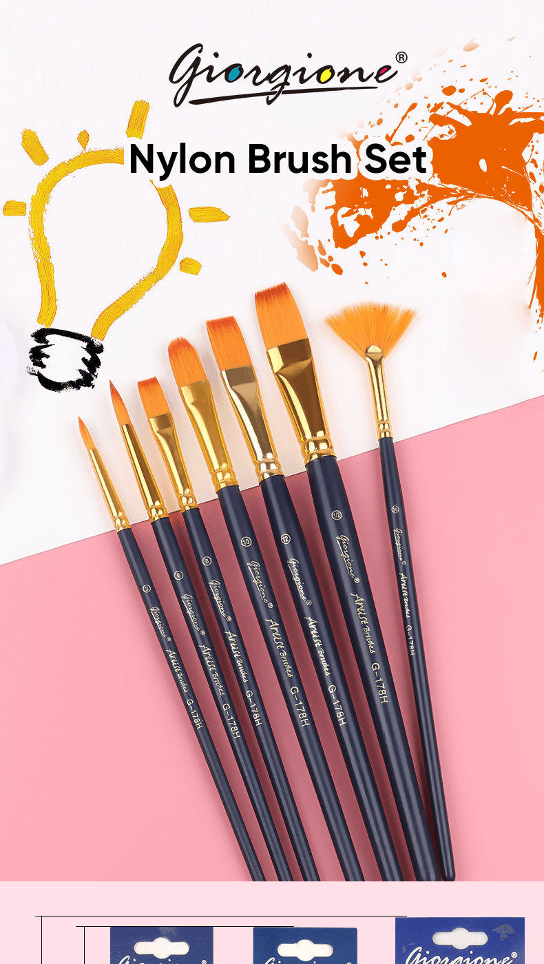 CALIDAKA 3-Piece Flat Paint Brush Set - 3/4/5 Inch Wool Brushes For Watercolor, Oil & Acrylic Painting
