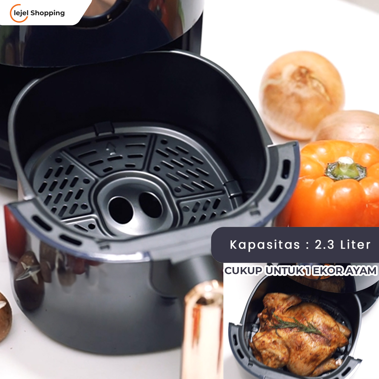 Locknlock Air Fryer Dark Blue EJF114DBLU 2.3L (Fryer Without Oil