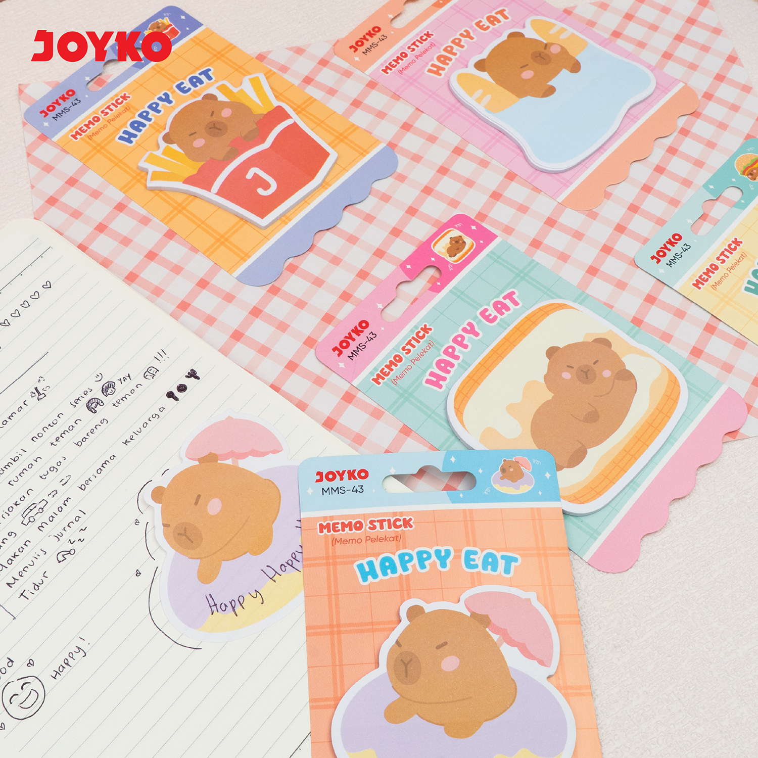 JOYKO Memo Stick Sticky Note Memo Paper Sticky Memo MMS-43 Happy Eat ...