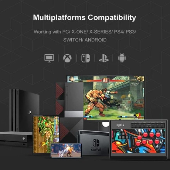 PXN X8 Keyboard Wired Arcade Fight Stick Joystick Game Controller ...