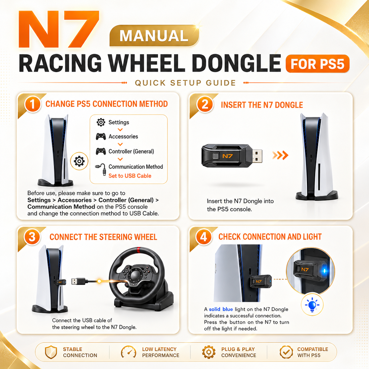 PXN N7 Receiver Converter Adapter PS5 for Racing Wheel PXN V3 Pro V9 V9 ...