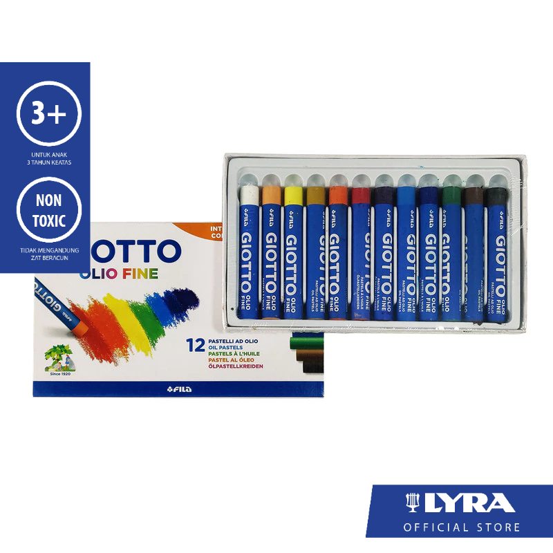 Giotto Oil Crayon / Oil Pastel Olio Fine Cardboard 12 Colors - Bright ...