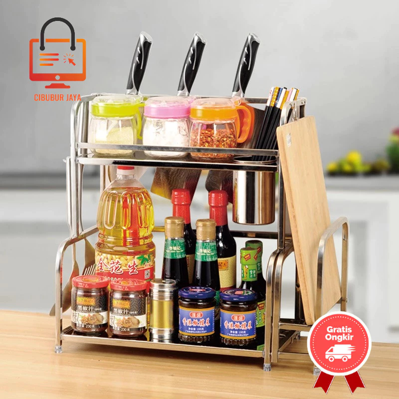 Cibubur JAYA Kitchen Shelf Spice Storage Multipurpose STAINLESS Kitchen ...