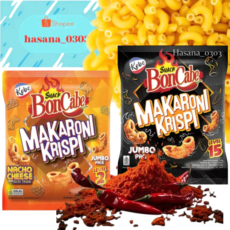 Kobe BON CABE MACARONI KRISPI 135 GRAM [ NACHO CHEESE LEVEL 2 - JUMBO ...