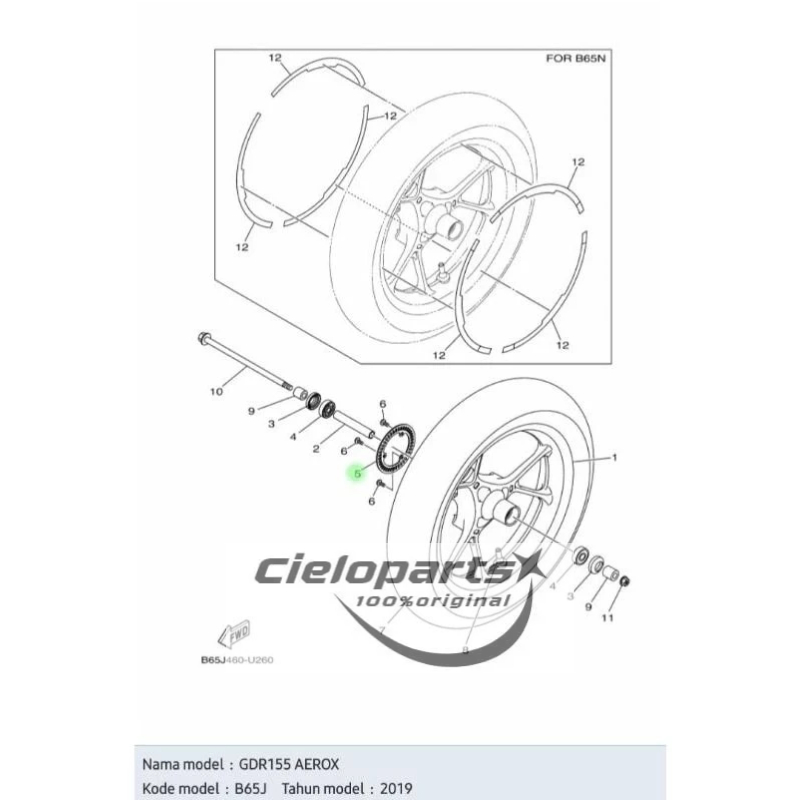 Front or Rear Abs Sensor Rotor Disc for Nmax Aerox 155 Lexi 125 Xmax ...