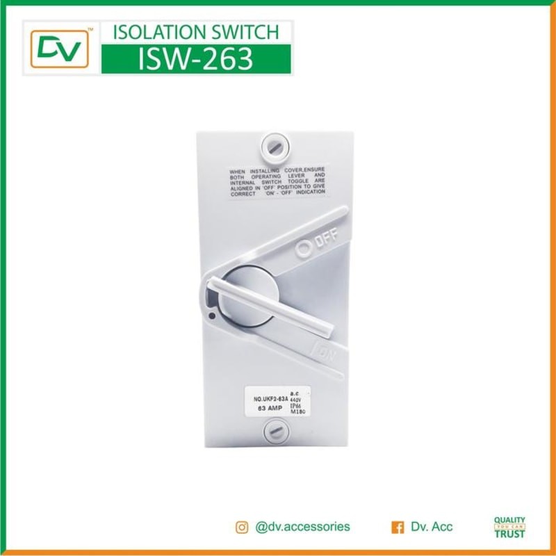 DV ISOLATOR SWITCH ON-OFF 2Pole (1Phase) 63A / ISW-263 | Shopee Philippines