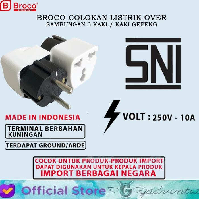 3-Prong OVER-Plug Electrical PlugBroco Flat Leg/ - SNI | Shopee Philippines