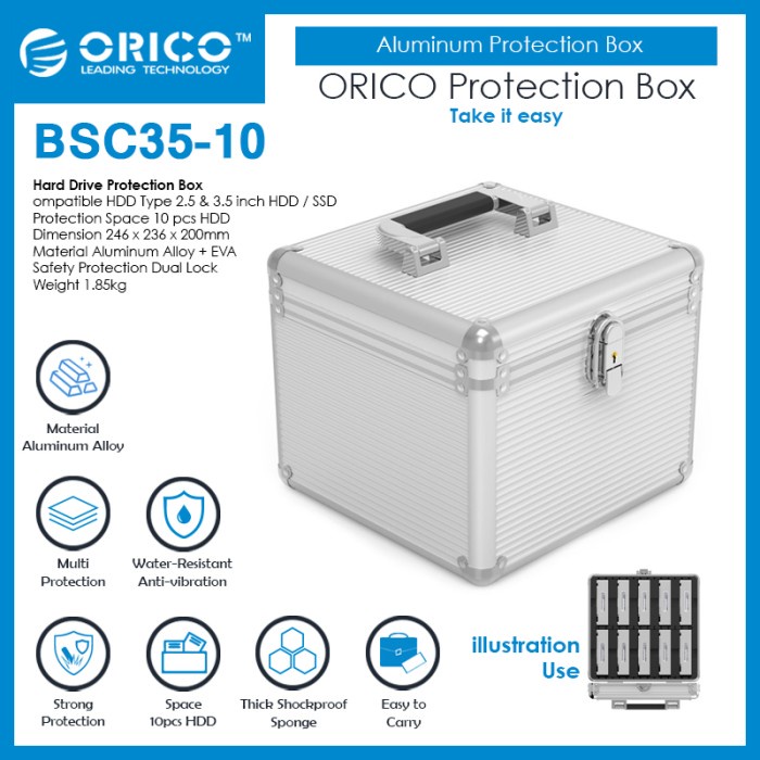 CODE B ORICO BSC35-10 Aluminum 2.5 / 3.5 inch Hard Drive Protection Box ...