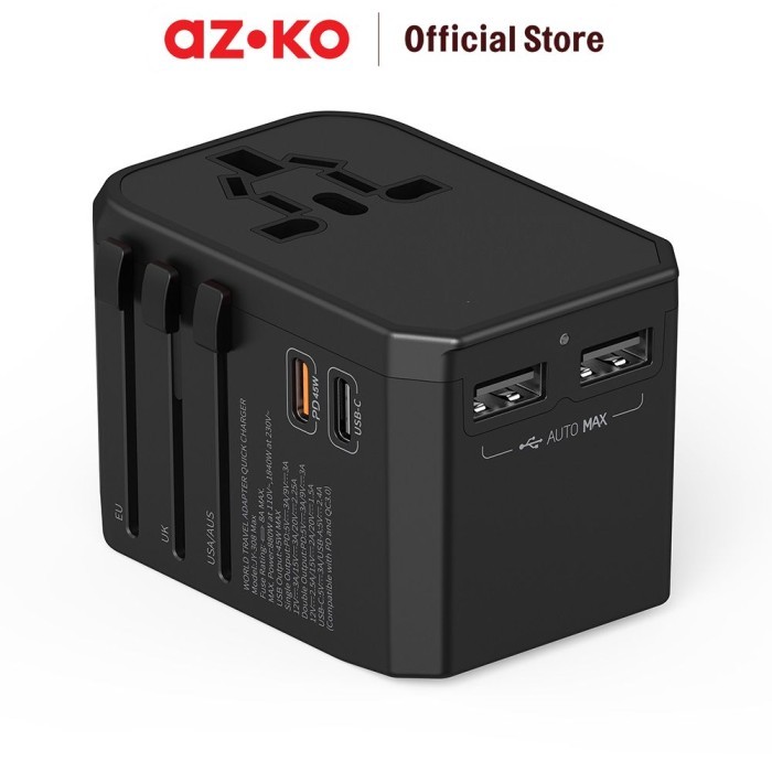 Ready JT AZKO Krisbow Travel Adapter 2 Usb A & 2 Usb C 45 Watt ...