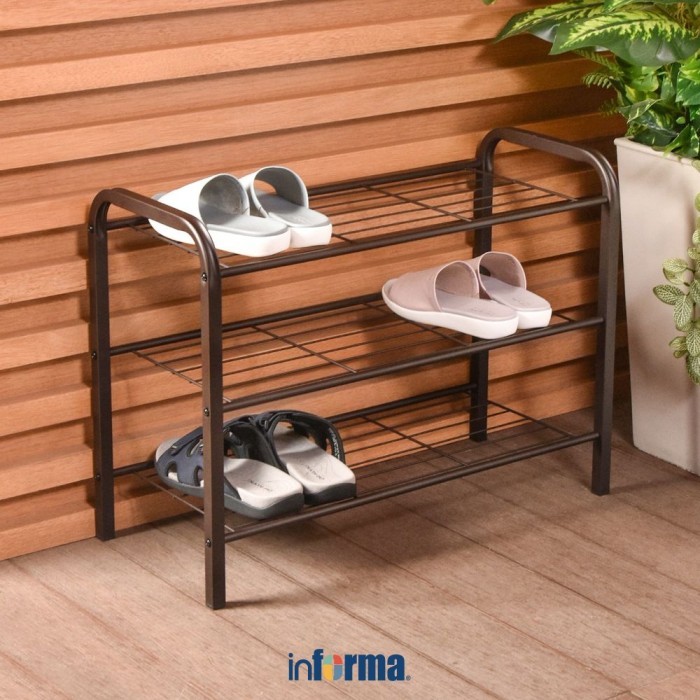 Dsm Informa - Shoe Rack-Barton 3 Tier Shoe Rack Dark Brown | Shopee ...