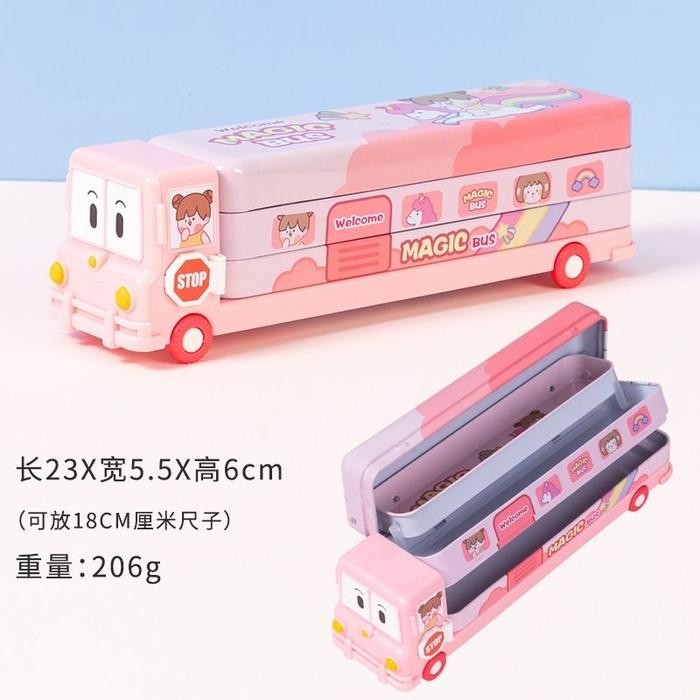Ready - 2-Layer Tin Bus Pencil Case Magic Bus Space Bus Stationery ...