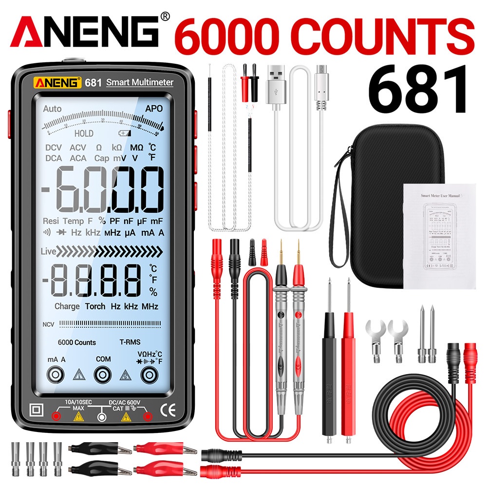 ANENG 681 Non-contact Rechargeable VA Reverse Display Multimeter Auto ...