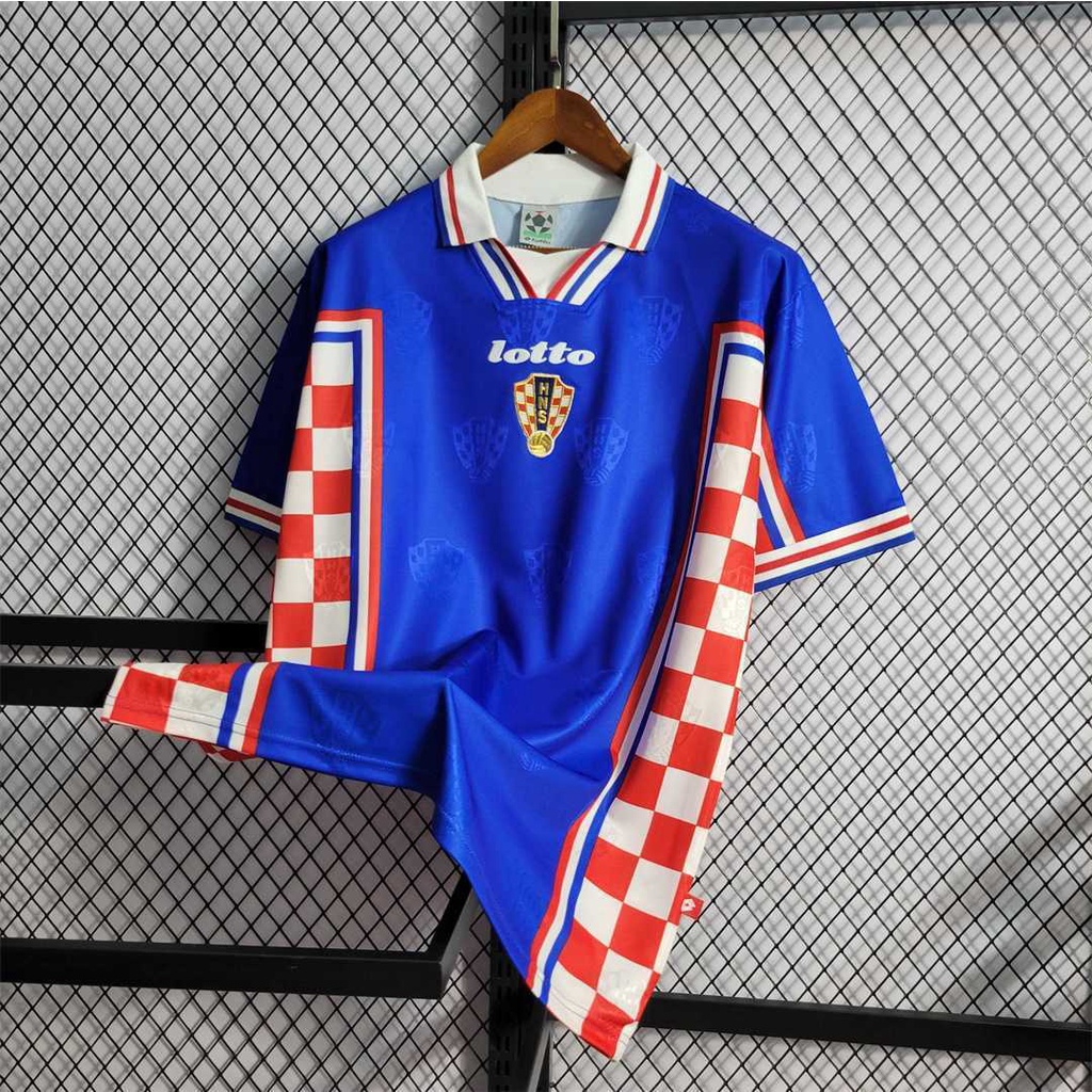 Croatian jersey | 1998 Retro World Cup CR Away Red/Purple Plaid Polo ...