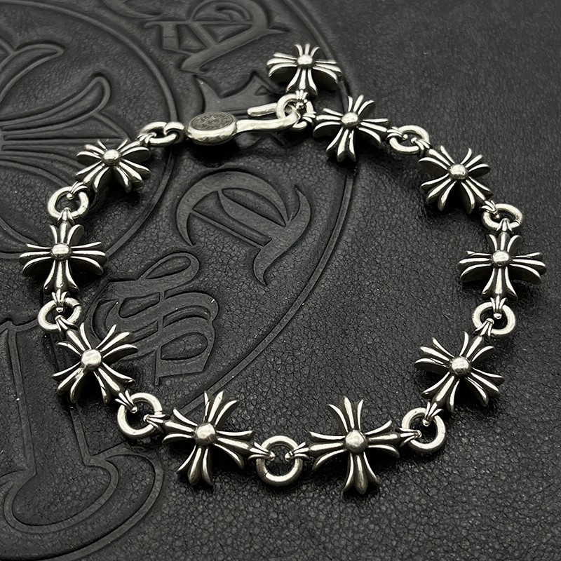 Silver 925 Square Cross Flower Bracelet Vintage Punk Style Accessories ...