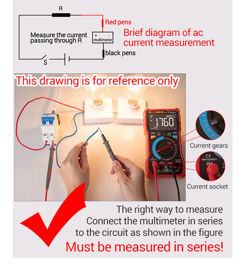 ANENG 681 Non-contact Rechargeable VA Reverse Display Multimeter Auto ...