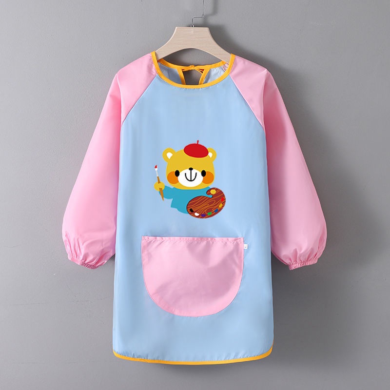 2 Delantales Impermeables Para Pintura Infantil – Manga Larga, 3 Bolsillos, Talla Única 3-7 Años