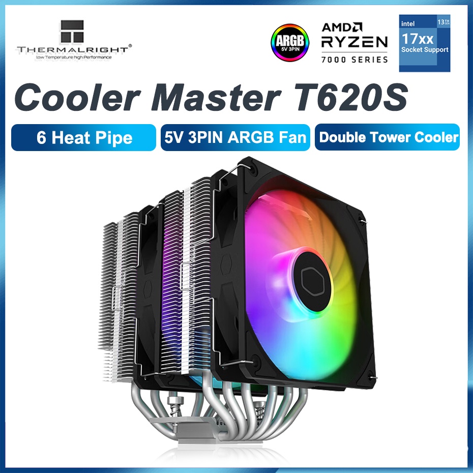 Cooler Master Blizzard T620S 6 Heat Pipe CPU Cooler Double Tower 5V ...