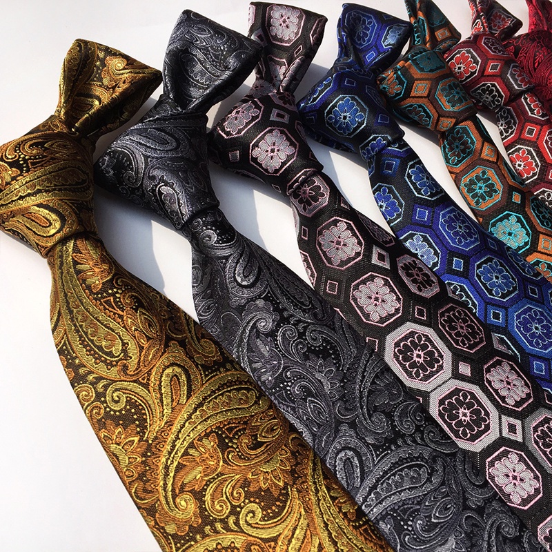 Cravatta Uomo Classica In Seta Jacquard - Motivo Paisley, Colori Blu